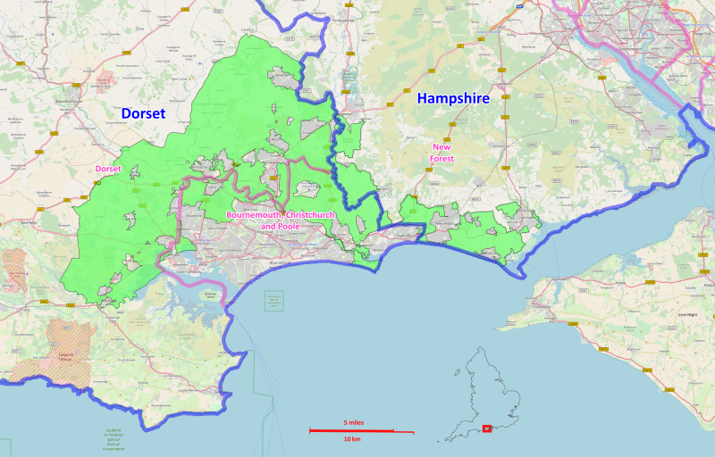 Figure 6.
Christchurch Bay Subcell 5F, note the two council authorities (BCP and NFDC), and the two ceremonial counties (Dorset and Hampshire) which make up this intimately connected ecological area.
Images taken from FCERM and Wikipedia www.twobays.net/project/christchurch-fcerm-strategy/ 